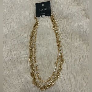 NWT J. Crew Factory Goldtone Faux Pearls Double Strand Necklace